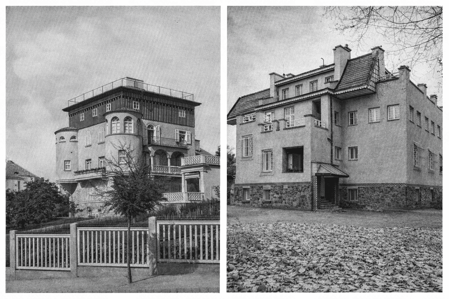 Vlevo vila Valerie Fischerové. Vpravo Reissigova vila. Uhodnete, která je starší?