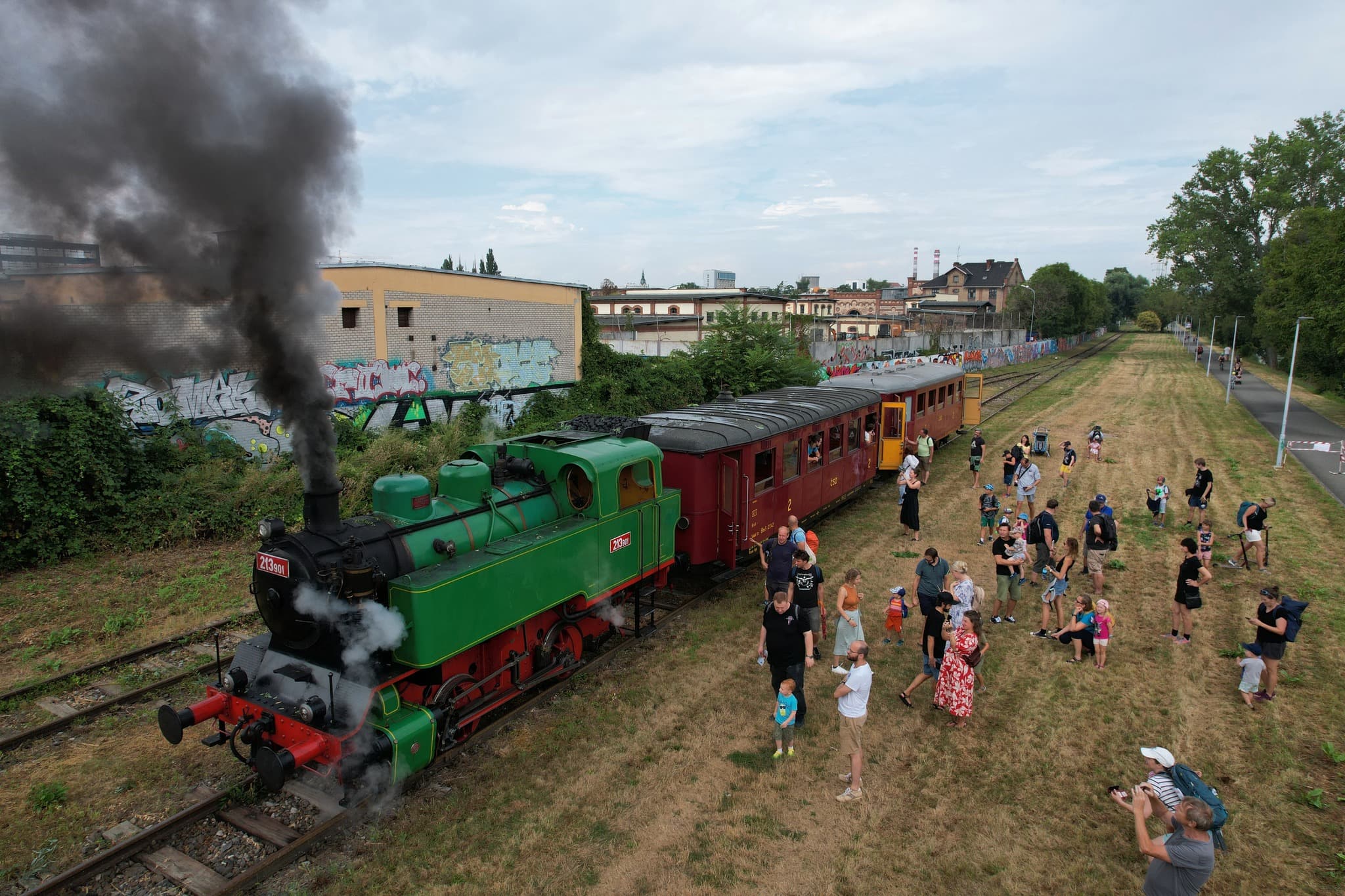 Parní vlak na festivalu Překročme řeku
