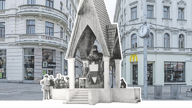 Kam se poděl Wehrmann? Dřevěný rytíř stával na Svoboďáku a byl plný hřebíků